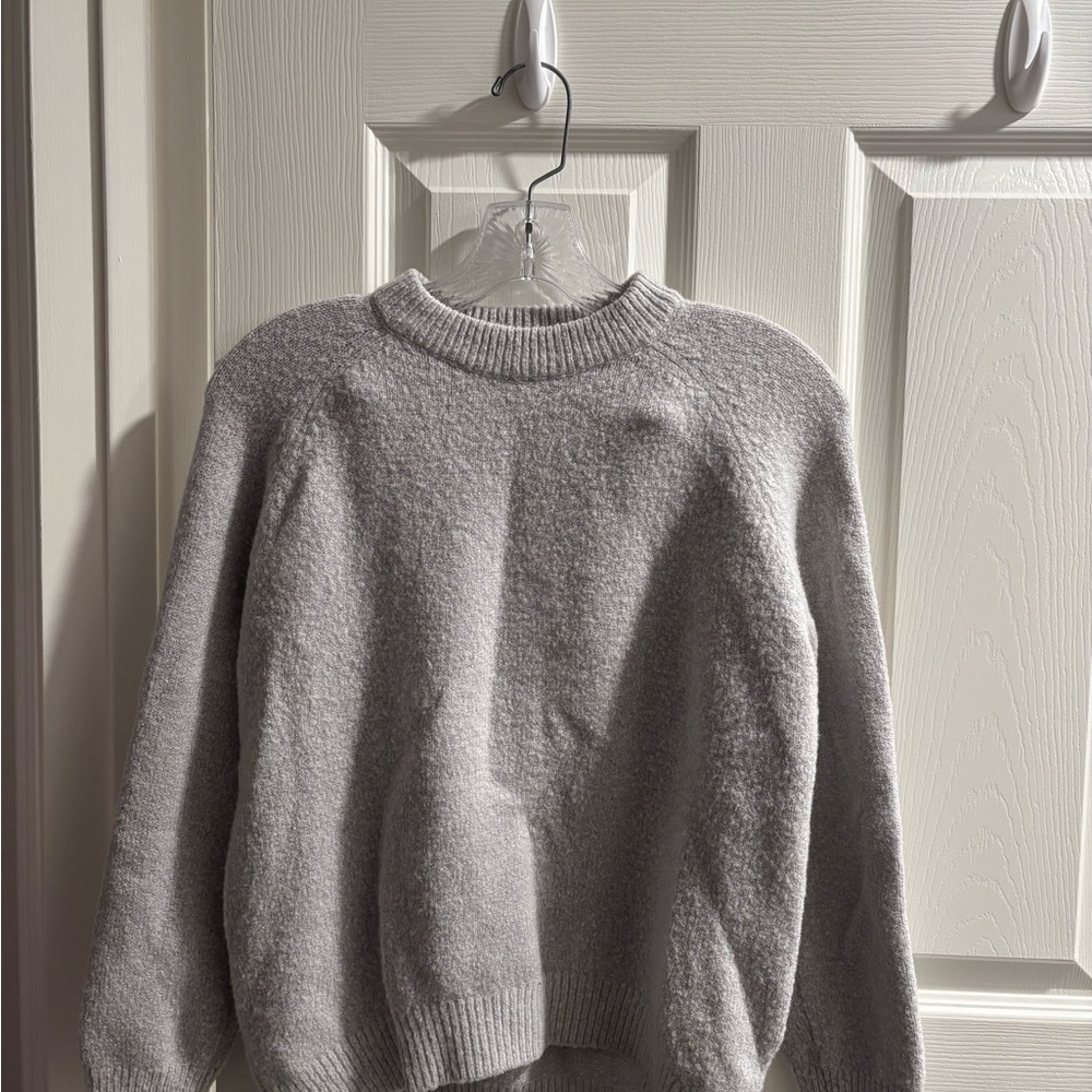 Zara Gray Crew Neck Sweater Cozy Knit